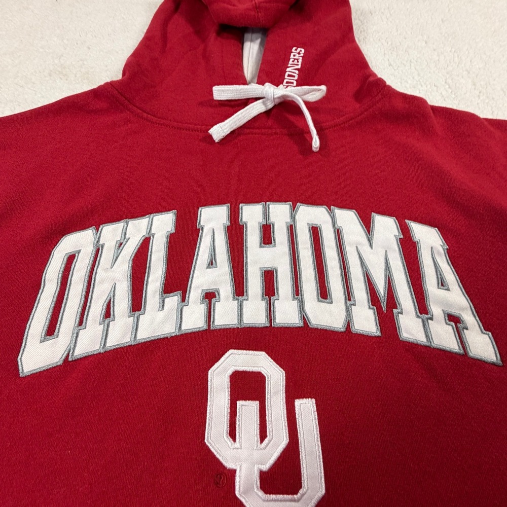 Oklahoma Sooners Pullover Hoodie Mens Large Red Good